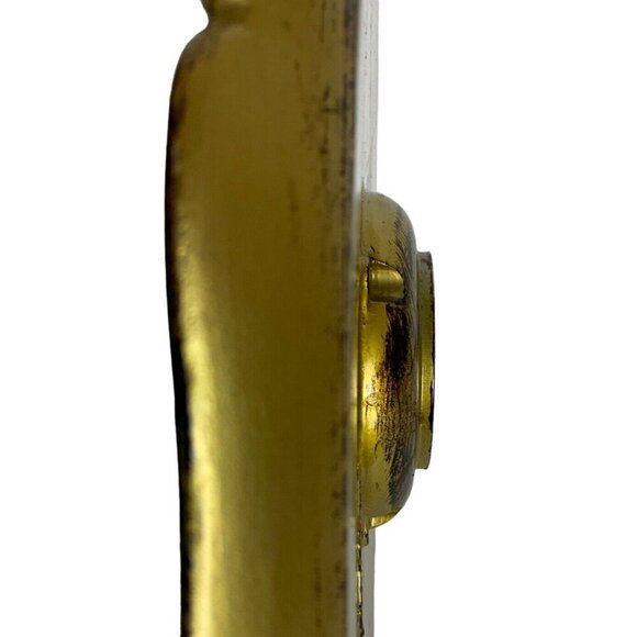 Italian Florentine Tole Green Gold Gilt Round Wood Pedestal Tray Server - Picture 3 of 7